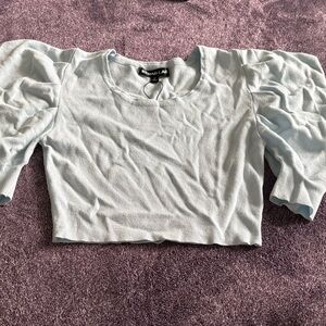 Rehab Light Blue Puff Sleeve Crop Top